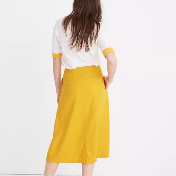 MADEWELL | Mustard Yellow Patio Button Front Cotton Midi Skirt Plus Size 24 New - Picture 3 of 5